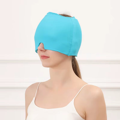 Women Girls Gel Migraine Relief Cap Head Hot Cold Therapy Headache Ice Hat Stress Relax Pain Pack Eye Mask Massage Tool